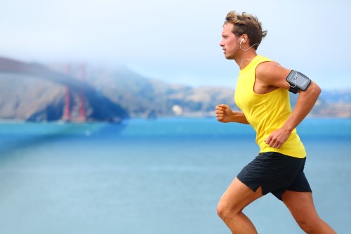 Healthy man on a run after rolfing